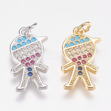 Brass Micro Pave Cubic Zirconia Pendants KK-I614-061-1