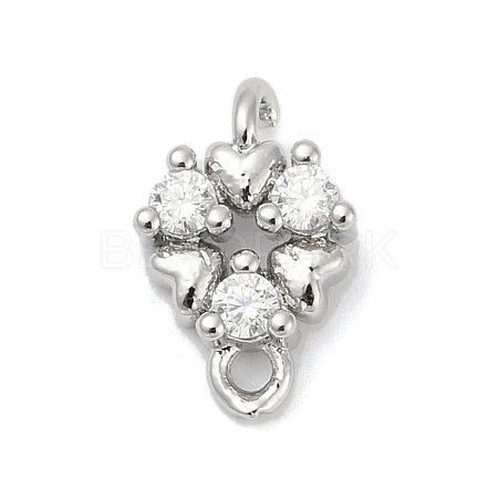 Brass Micro Pave Clear Cubic Zirconia Connector Charms LS-KK-Z094-08P-01-1