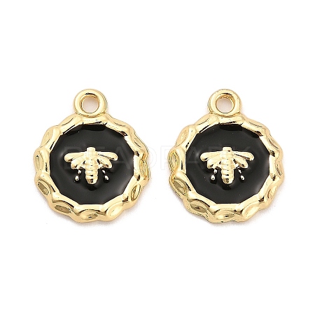 Rack Plating Alloy Black Enamel Pendants PALLOY-Q005-10G-1