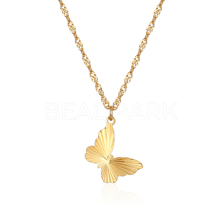 Stainless Steel Butterfly Pendant Necklace for Women's Daily Wear DN0180-1