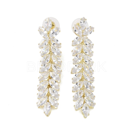 Brass Micro Pave Cubic Zirconia Stud Earrings EJEW-B046-20G-1