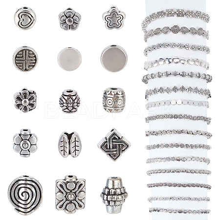   15 Strands 15 Style Tibetan Style Flower Alloy Bead Strands TIBEB-PH0004-93-1