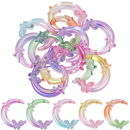 20Pcs Transparent UV Plating Acrylic Beads PACR-PA0001-28-1