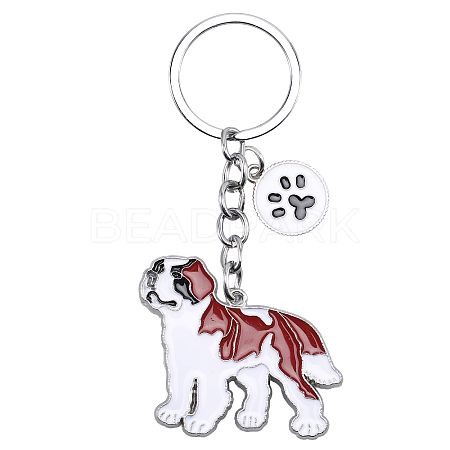 WEWAYSMILE Dog Keychain Car Keychain Pet Pendant Key-Ring Lovely Dog Key-ring Portable Metal Keychain Gift for Pet Lover Birthday Puppy Theme Party Supplies (St Bernard) JX801A-1