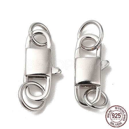 Anti-Tarnish Rhodium Plated 925 Sterling Silver Lobster Claw Clasps STER-D006-16P-1