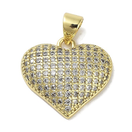 Rack Plating Brass Micro Pave Clear Cubic Zirconia
 Pendants KK-R163-03G-1