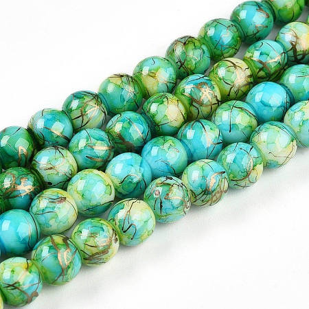 Baking Paint Glass Beads Strands DGLA-N003-8mm-B04-1