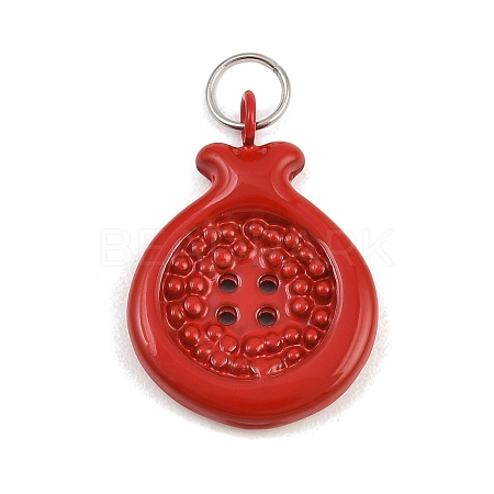 Button 304 Stainless Steel Enamel Pendants SA-CBAE390-01A-1