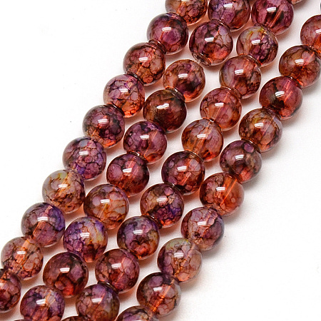 Baking Paint Glass Beads Strands DGLA-Q023-8mm-DB61-1