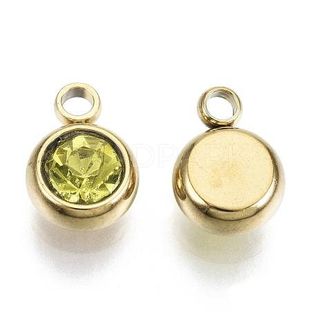 PVD Vacuum Plating 201 Stainless Steel Rhinestone Charms STAS-S068-11G-1