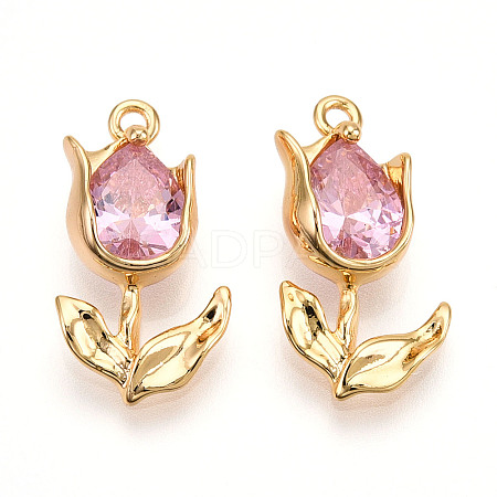 Brass Micro Pave Cubic Zirconia Pendants KK-N262-115C-G-1