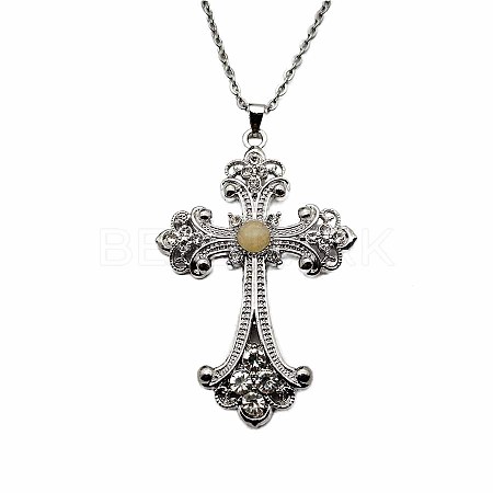 Vintage sparkling Alloy Rhinestone Cross Pendants Necklaces for Women IL0019-10-1