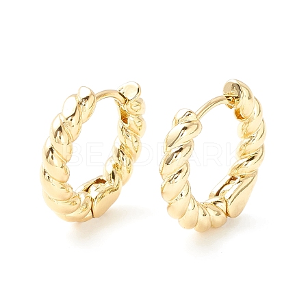 Brass Twisted Rope Chunky Hinged Huggie Hoop Earrings for Women EJEW-P196-25G-1