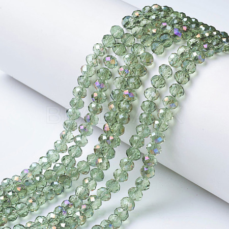 Electroplate Transparent Glass Beads Strands EGLA-A034-T6mm-F18-1