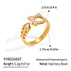 304 Stainless Steel Rhinestone Open Cuff Rings for Women LM3811-1-2