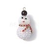 Christmas Natural Black Onyx(Dyed & Heated) & Resin Rhinestone Pendants PALLOY-MZ00226-1