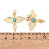 Brass Micro Pave Cubic Zirconia with Synthetic Turquoise Pendants KK-G543-13G-02-3