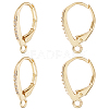 4Pairs Brass Micro Pave Clear Cubic Zirconia Leverback Earring Findings KK-BBC0021-97G-1