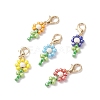 Glass Seed Beaded Flower Pendant Decorations HJEW-JM00729-1