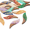 14Pcs 7 Colors Opaque Resin and Walnut Wood Big Pendants RESI-TA0005-12-3