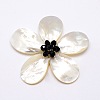 Natural White Shell Mother of Pearl Shell Flower Big Pendants X-SSHEL-J032MS-08-1