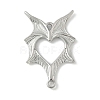 304 Stainless Steel Bat Wings Heart Links Connector Charms X-STAS-S186-13P-1