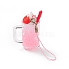 (Defective Closeout Sale: Clasp Yellowing) PVC Plastic Strawberry Ice Cream Cup Pendant Decorations HJEW-XCP0001-11-2