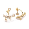 Clear Cubic Zirconia Branch Front Back Stud Earrings with Acrylic Pearl EJEW-C022-20G-2