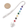 Chakra Natural Tiger Eye & Malaysia Jade & Synthetic Citrine & Turquoise Beaded & Shell Pearls Angel Pendant Bookmark AJEW-JK00346-3