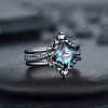 Rhombus Alloy Rhinestone Finger Ring Set for Women PW-WG51C17-02-2