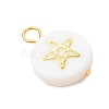 3Pcs 3 Styles Natural Freshwater Shell Flat Round Charms PALLOY-JF04018-02-4