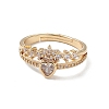 Heart Clear Cubic Zirconia Adjustable Ring RJEW-M146-04G-2