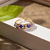 Electroplate Faceted Glass Beads Cuff Ring for Teen Girl Women X1-RJEW-TA00013-04-2
