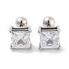 Square 316 Surgical Stainless Steel Pave Cubic Zirconia Ear False Plugs for Women Men EJEW-Z050-34A-01P-1