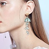 Glass Jellyfish with Shell Pearl Beaded Dangle Stud Earrings EJEW-TA00217-3