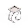 Tarnish Resistant 201 Stainless Steel Cuff Pad Ring Settings STAS-S080-041A-P-1