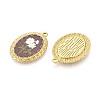 Vintage Printed Style 304 Stainless Steel Oval with Sunflower Pendants STAS-T071-29C-G-2