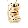 Brass Micro Pave Cubic Zirconia Letter Pendant Necklaces LS-KK-Z069-01G-E-1