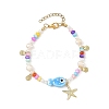 Ocean 304 Stainless Steel Starfish Shell Shape Charm Bracelets BJEW-JB14275-3