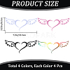 Gorgecraft 16 Sheets 4 Colors Heart with Wing PVC Waterproof Car Stickers DIY-GF0008-97-2