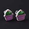 Acrylic Cute Plants Stud Earrings with Plastic Pins for Women EJEW-F293-01D-3