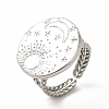304 Stainless Steel Sun & Moon Planet Open Cuff Ring for Women X-RJEW-B027-20P-1
