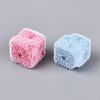 Flocking Opaque Acrylic Cube Beads OACR-T030-08M-2