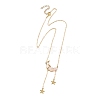 Natural Rose Quartz Chip Beads Moon Pendant Brass Cable Chain Necklaces for Women NJEW-TA00257-03-3