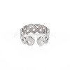 304 Stainless Steel Wave Wrap Open Cuff Ring for Women RJEW-S405-217P-2