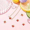 6Pcs 3 Styles Brass Micro Pave Cubic Zirconia Fruit Connector Charms KK-CJ0014-17-6