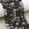 Natural Tourmalinated Quartz/Black Rutilated Quartz Beads Strands G-D361-01A-10mm-1