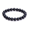Natural Blacke Agate Round Beads Stretch Bracelets BJEW-N301-8mm-01-1