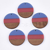 Tri-color Resin & Walnut Wood Pendants RESI-S358-78G-1
