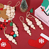 Wood Round Beads Pendant Decoration HJEW-CA00009-7